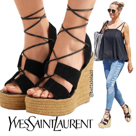 Yves Saint Laurent Shoes - AUTHENTIC YSL SUEDE LACE UP WEDGES